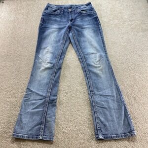 Revolt Bootcut Jeans Womens Size 6 Blue Medium Wash Low Rise Embellished Y2K